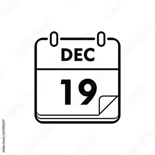calender icon, 19 december icon with white background