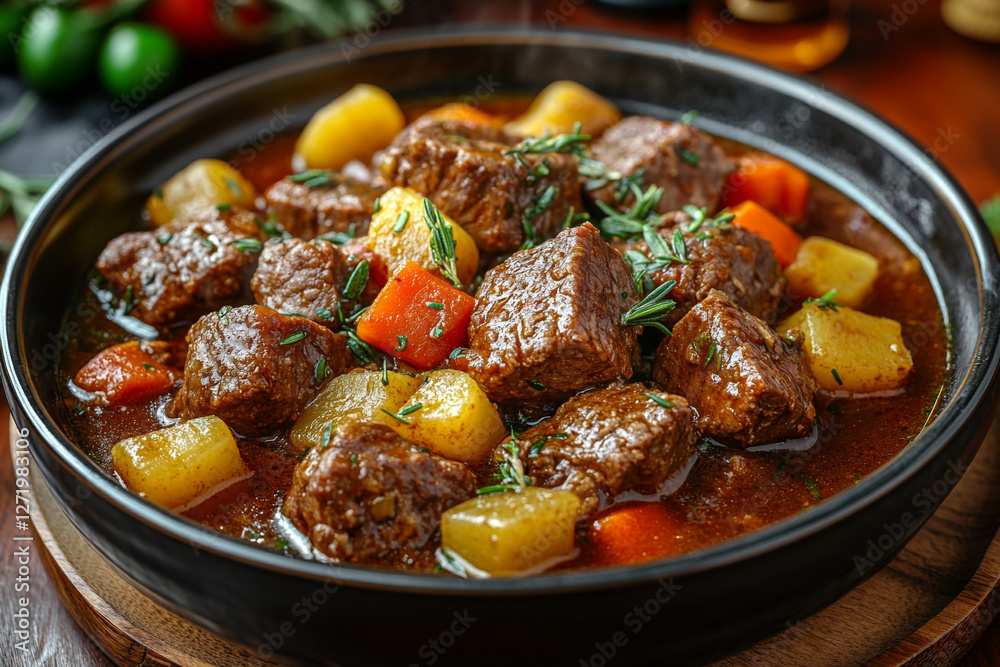 Meat stew with vegetables, beef Burgundy, meat goulash with vegetables. Meat stew with vegetables, beef Burgundy, meat goulash with vegetables.