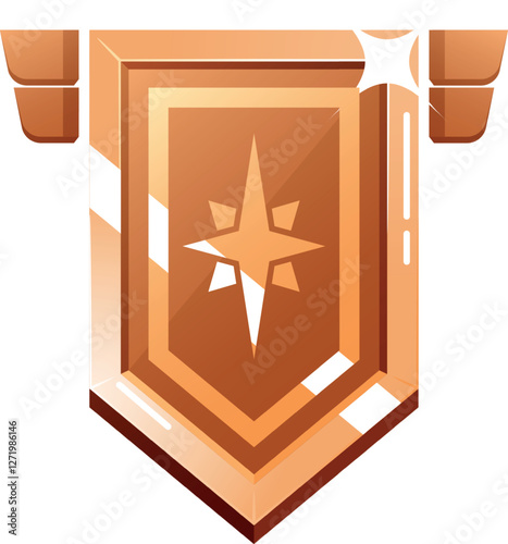 Bronze shield badge achievements vector illustration