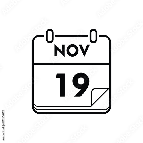 calender icon, 19 november icon with white background