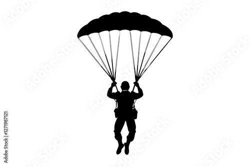 silhouette of a man with parachute