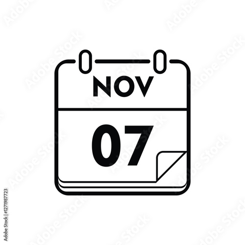 calender icon, 07 november icon with white background