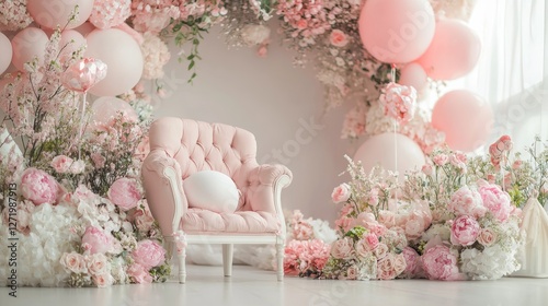 Pink Floral Dreamland: A Pastel Paradise for Baby Shower or Photoshoot