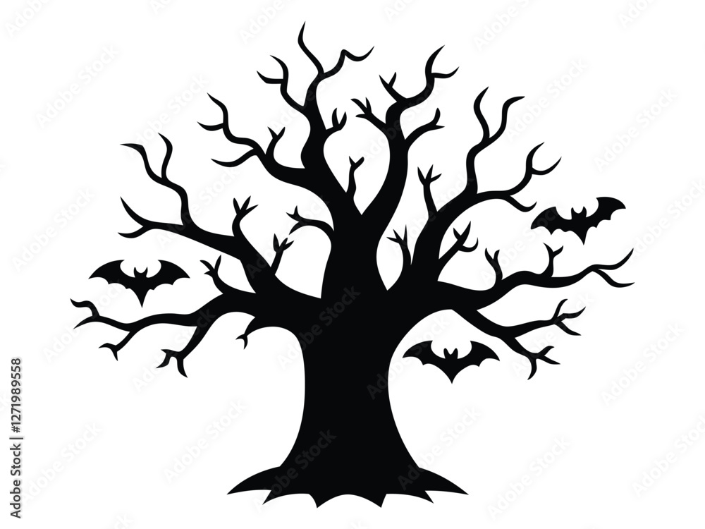Halloween Tree Icon Black Silhouette Vector Art Halloween Tree Icon Black Silhouette Vector Art