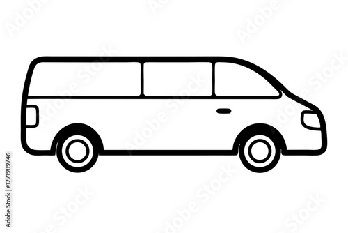 Yellow van Silhouette on white background