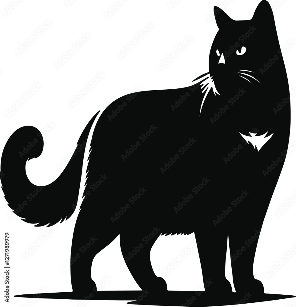 Obraz premium cat black silheourtte vector