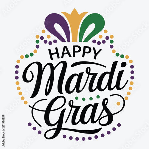Happy Mardi Gras typography Design| Calligraphy Mardi Gras Celebration Party Vector illustration