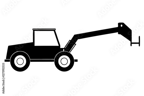 Telescopic handler silhouette on white background