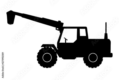 Telescopic handler silhouette on white background