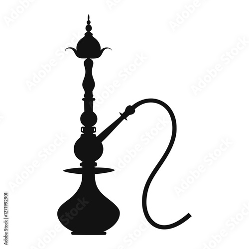 Traditional Hookah Silhouette Isolated Vector Illustration