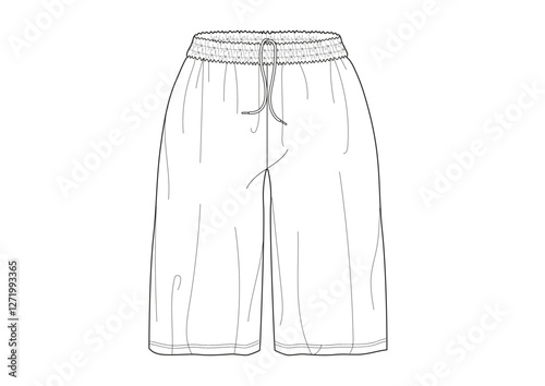 MENSWEAR CLOTHING ELASTIC BERMUDA SHORT PANTS FASHION ILLUSTRATION TECHNICAL DRAWING