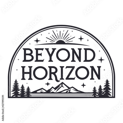 beyond horizon silhouette vector line art logo