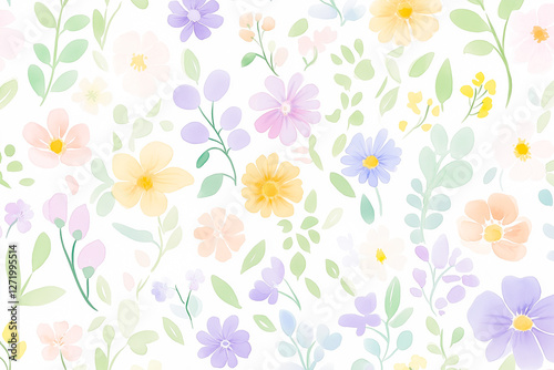 Floral pattern in watercolor technique in pastel colors, which will fit into your design projects.