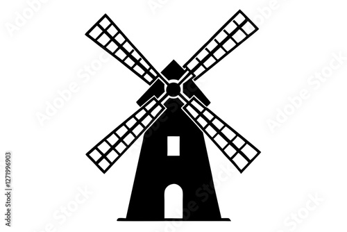 windmill silhouette vector