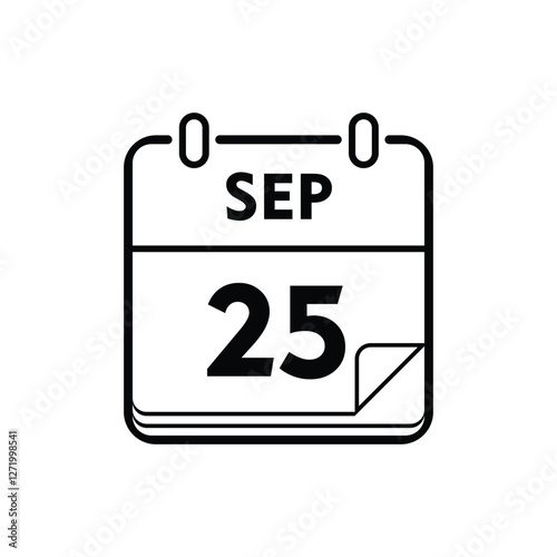 calender icon, 25 september icon with white background