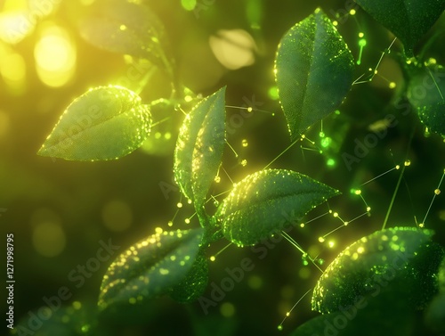 Dynamic depiction of photosynthesis glowing energy flow sunlight sugar production ultra detailed molecular interaction cinematic color grading high fidelity golden ratio alignment 8k resolution