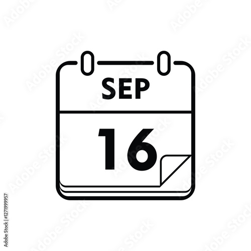 calender icon, 16 september icon with white background