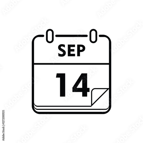calender icon, 14 september icon with white background