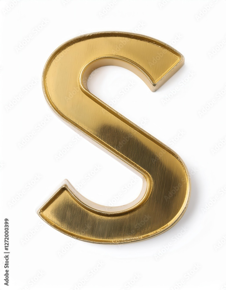 Stylish gold letter S displayed on a white isolated background for creative designs and branding Stylish gold letter S displayed on a white isolated background for creative designs and branding