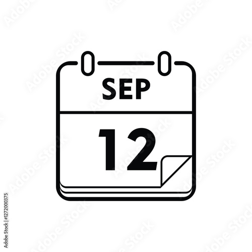calender icon, 12 september icon with white background