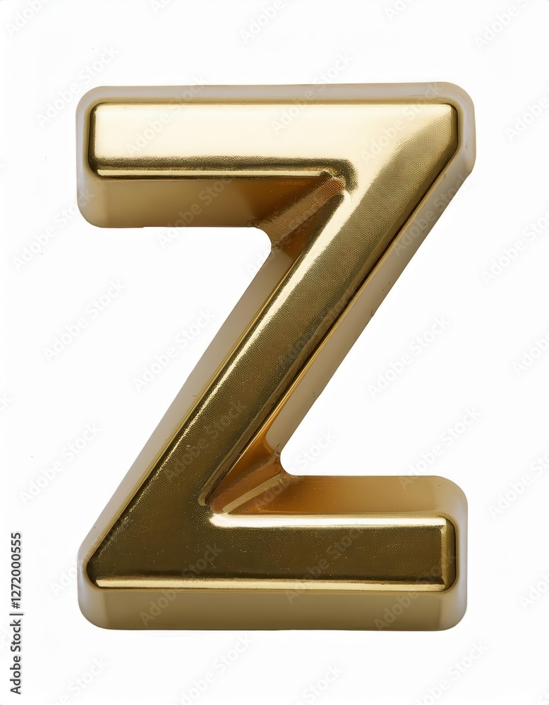 Gold letter Z shaped like a bar displayed on a white isolated background emphasizing modern design Gold letter Z shaped like a bar displayed on a white isolated background emphasizing modern design