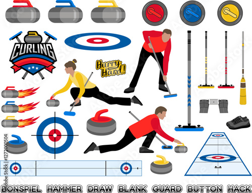 Vector Set of Curling Clip Art