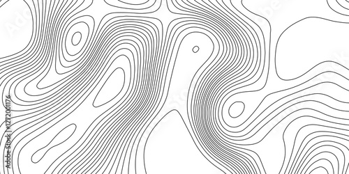 Seamless topographic lines terrain trails contours grid abstract map geographic relief mountain line pattern background, black curve line white abstract monochrome image waves cartography background.