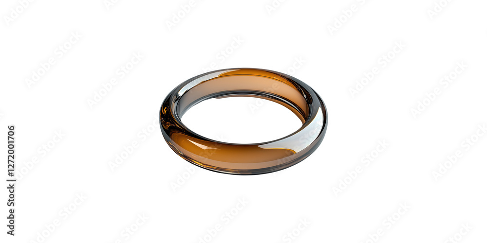 Circular glass ring with amber tint isolated on transparent background Circular glass ring with amber tint isolated on transparent background
