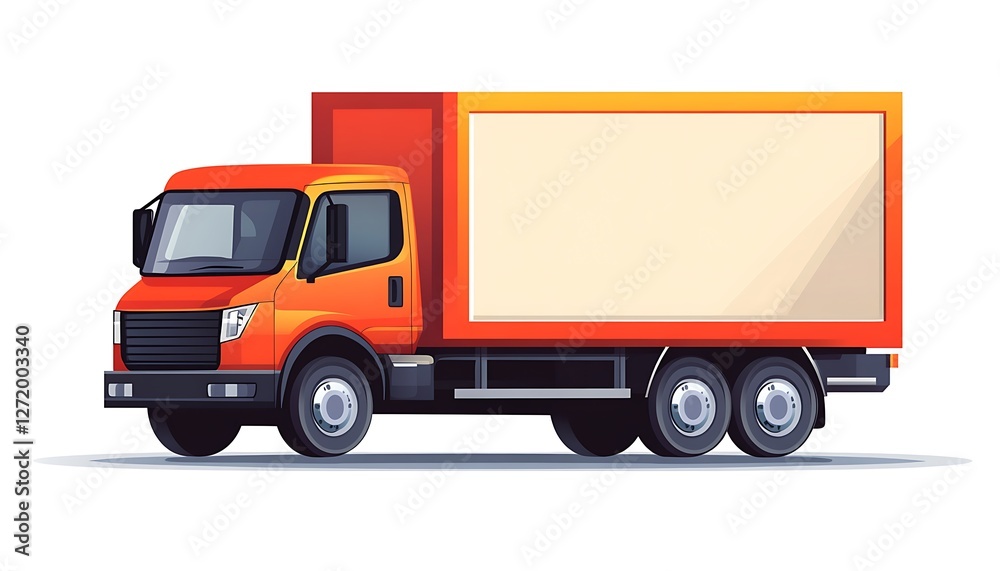 Delivery truck icon featuring clean lines on a white background with shadows Delivery truck icon featuring clean lines on a white background with shadows