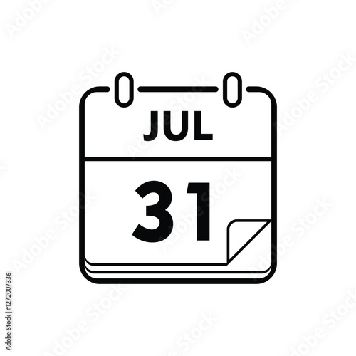 calender icon, 31 july icon with white background