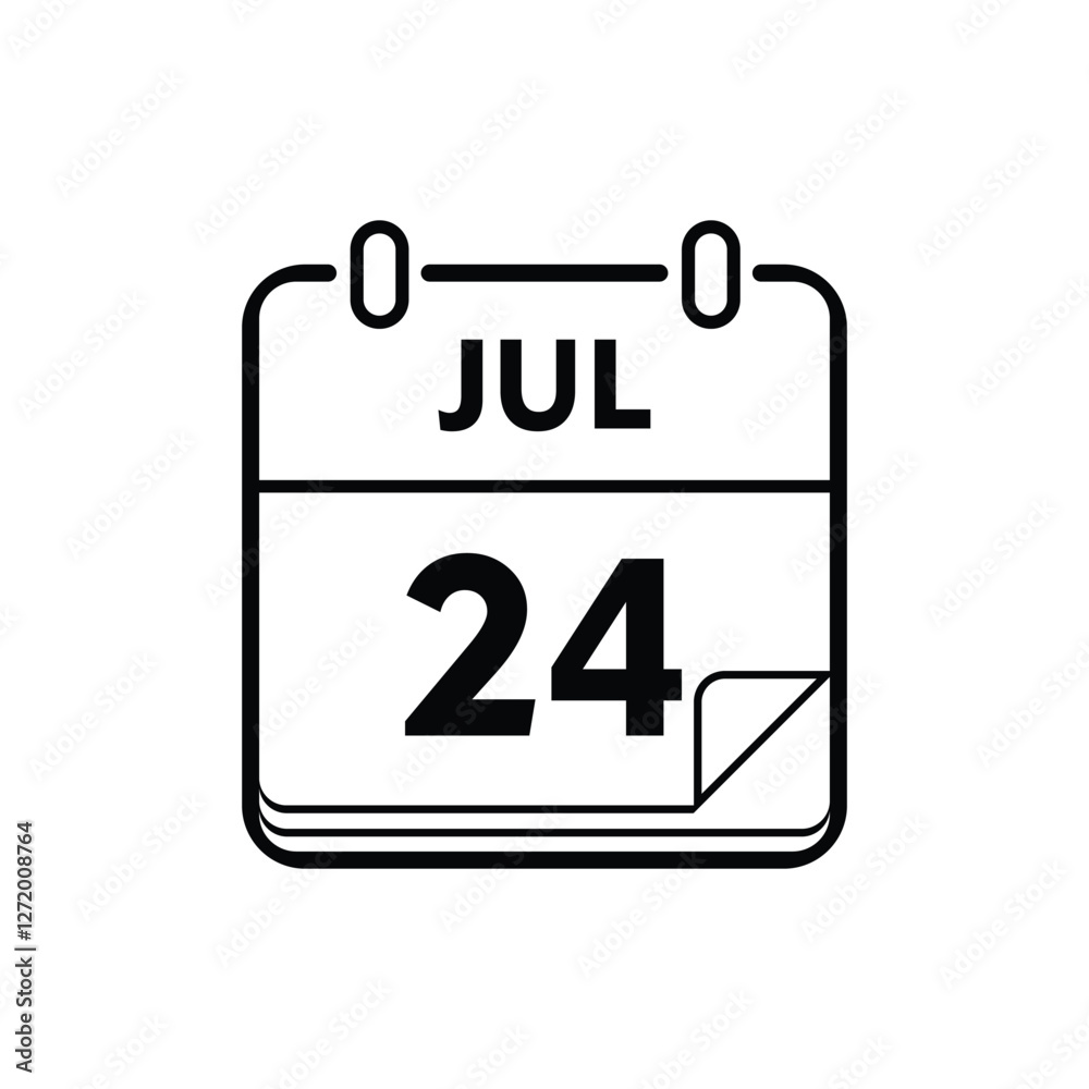 calender icon, 24 july icon with white background calender icon, 24 july icon with white background