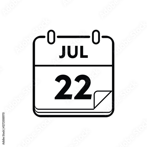 calender icon, 22 july icon with white background
