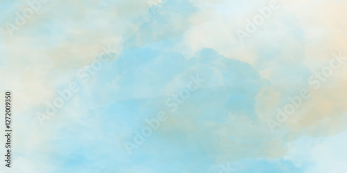 Abstract cloud sky watercolor digital art painting for texture dramatic sky summer heaven is colorful clearing good weather and beautiful background, dramatic fluffy summer clouds dusk sky background.