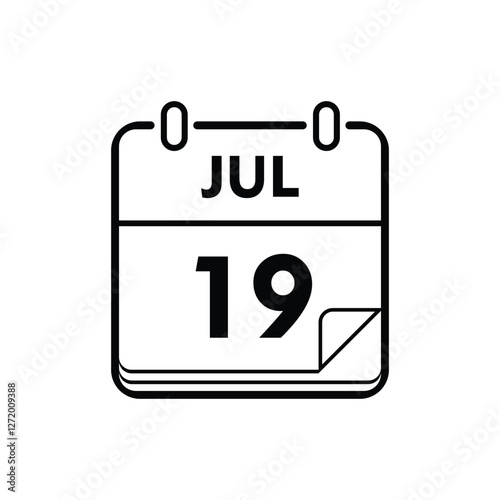calender icon, 19 july icon with white background
