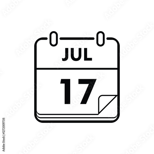 calender icon, 17 july icon with white background