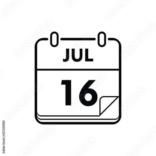 calender icon, 16 july icon with white background
