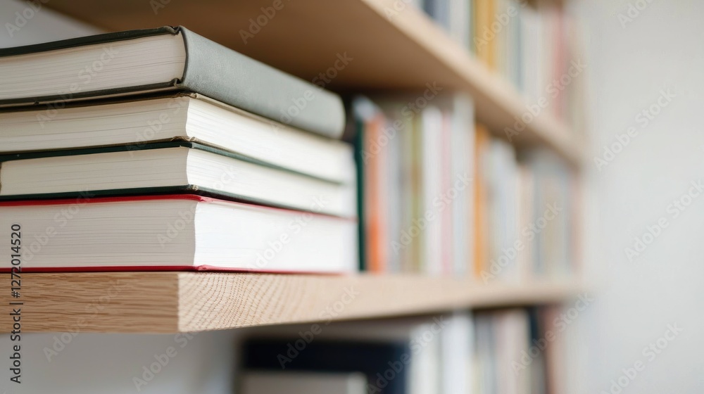 Bookshelf with Stack of Books, Home Library, Reading Bookshelf with Stack of Books, Home Library, Reading