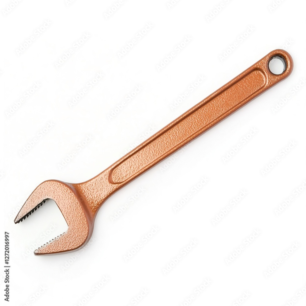 Detailed Copper Adjustable Wrench with Unique Grip Design, Garage tools ideas. Detailed Copper Adjustable Wrench with Unique Grip Design, Garage tools ideas.