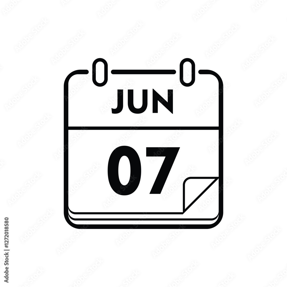 calender icon, 07 june icon with white background calender icon, 07 june icon with white background