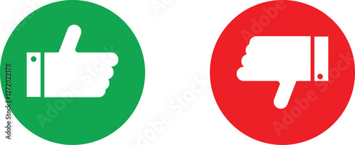 Thumb up and down flat icon vector image, Thumbs Up and Thumbs Down Icon with isolated white background 