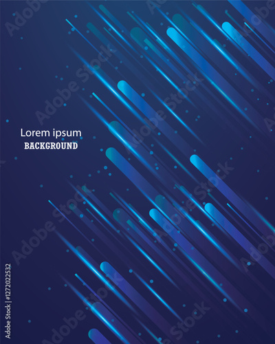 Abstract futuristic technologic blue light lines background. Elegant blue light lines on dark blue background with lighting effect and sparkles.