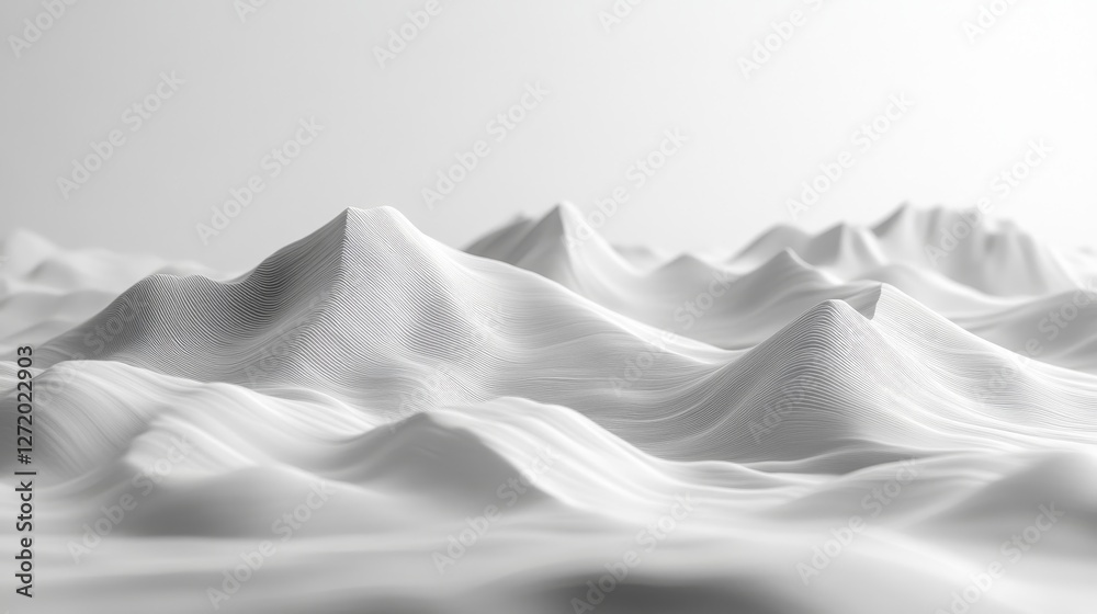Fototapeta premium Abstract white textured mountain range under a bright light