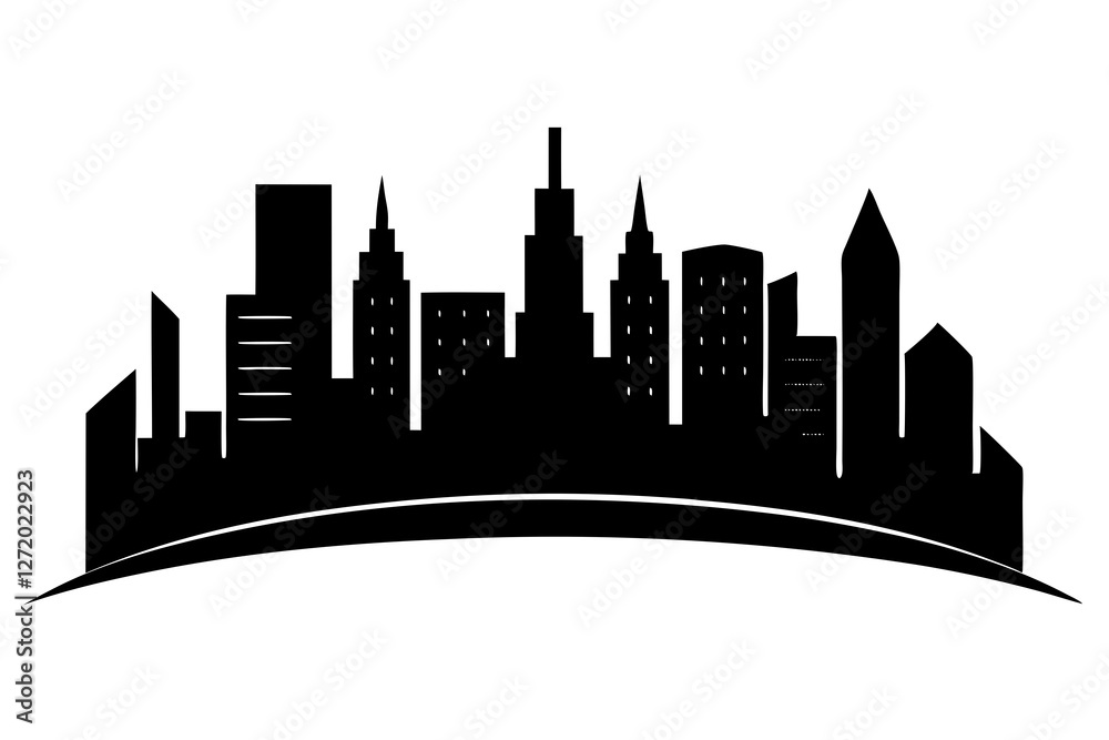 Naklejka premium Cityscape Silhouette on white background