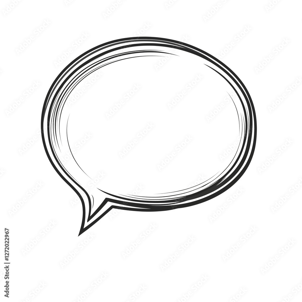 Minimalist thin-line speech bubble isolated on white Minimalist thin-line speech bubble isolated on white