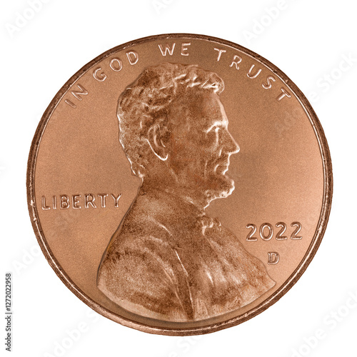 United States Penny Coin On Transparency
