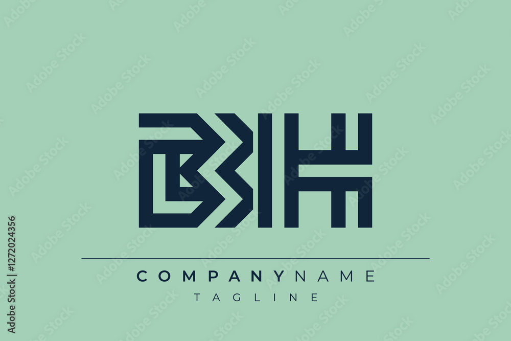 Obraz premium BH minimal line logo. Letter B and H vector line logo design.