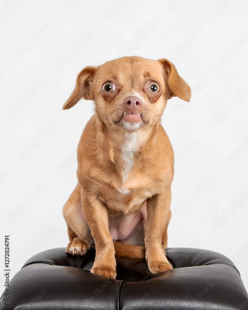 Obraz premium brown chihuahua on brown bench