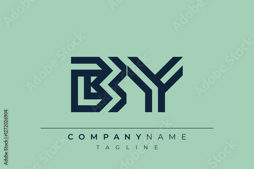 BY minimal line logo. Letter B and Y vector line logo design.