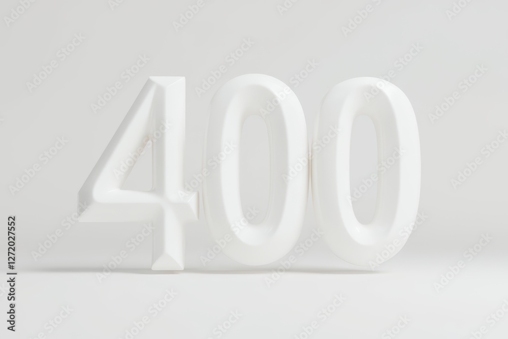 a white plastic number 400 is shown on a white surface a white plastic number 400 is shown on a white surface