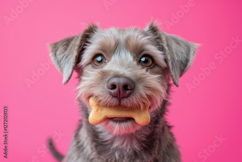 a dog with a bone in its mouth